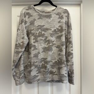 Athleta Gray Camo Crewneck Sweater